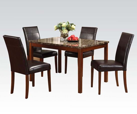 Picture of Faux Marble Top Expresso Leg 5 PCs. Dining Set