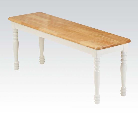 Picture of Farmhouse Solid Wood Natural/ White Solid Wood Dining Bench