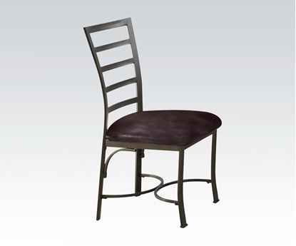 Picture of 2 Pcs. Metal Base Chocolate PU Side Chair    (Set of 2)