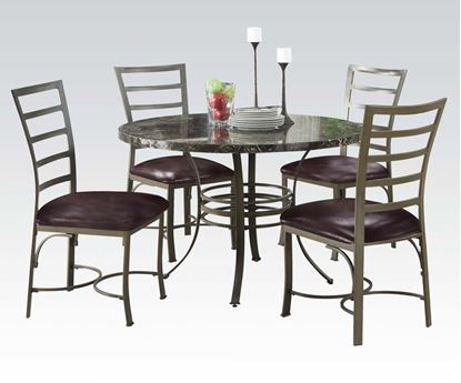 Picture of Bk/Rd Faux Marble 5Pc Dining Set  (Chocolate Pu Chair) W
