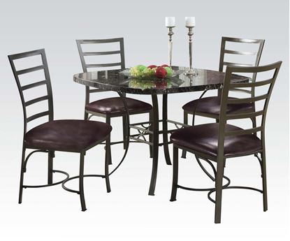 Picture of Daisy 5pc Pack Black Square Faux Marble Top Dining Table Set  45