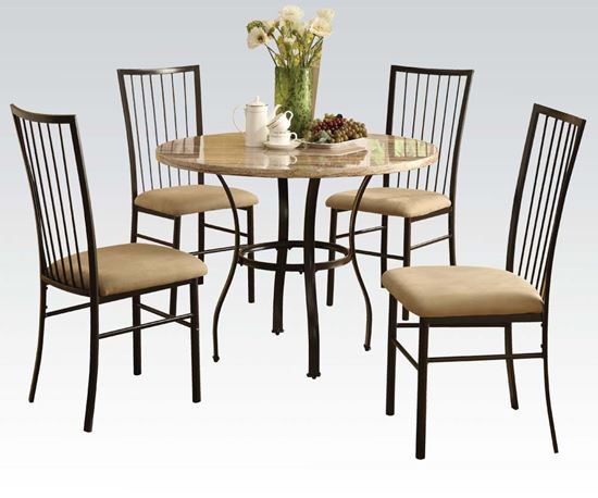 Picture of 36"Dia Wh 5Pc Pk Dining Set  W/P2 (3A Pkage)