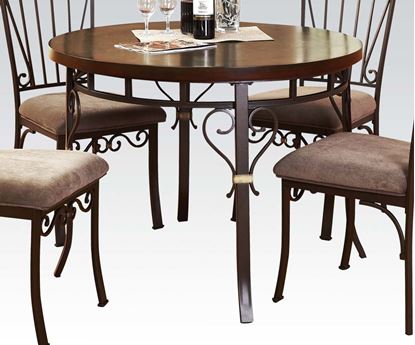 Picture of Barry Transitional Metal Dining Table in Walnut Finish