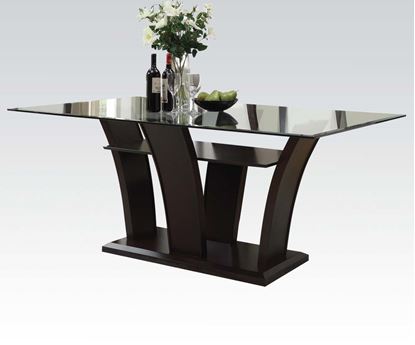Picture of Malik Espresso Dining Table with Rectangular Glass Top
