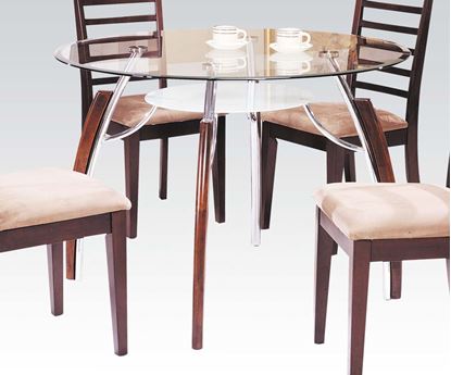Picture of Martini Contemporary Cherry Finish Glass Top Dining Table