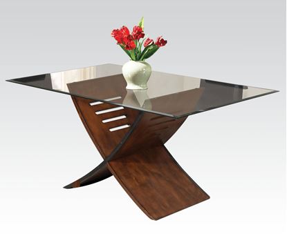 Picture of Modern Cherry Glass Top Trava Dining Table