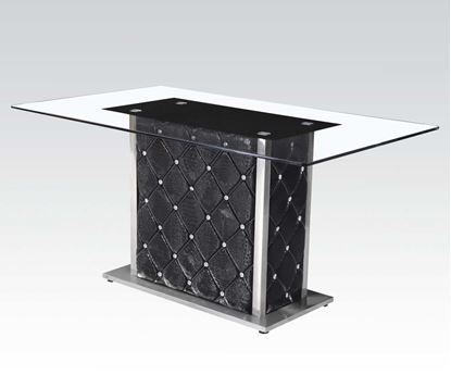 Picture of Modern Glass Top Black PU Dining Table