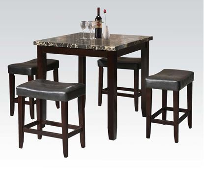Picture of 5Pc Pk Bk Fx Marble C.Height Table W 4 Stools  W/P2