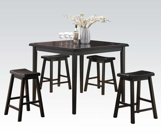 Picture of Contemporary Pack Dark Walnut 5PCs. Counter Height Table Set
