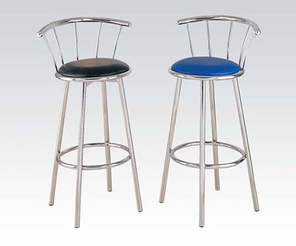 Picture of Contemporary Blue Chrome Plated Swivel Bar Chair    (Set of 2)