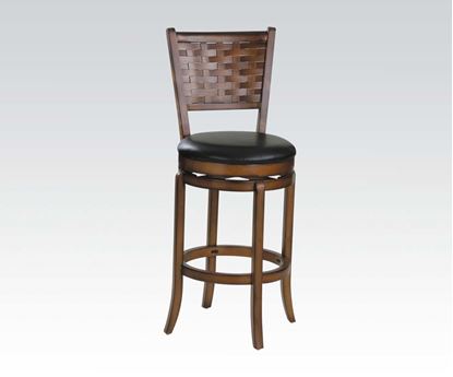 Picture of Transitional Woven Walnut & Black 30" Seat Height Swivel Bar Stool