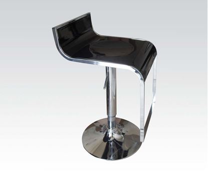 Picture of Black/Chrome Adjustable Stool W/Chromed Base and Fo  (Set of 2)