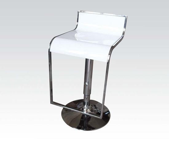 Picture of White/Chrome Adjustable Stool W/Chromed Base and Fo  (Set of 2)