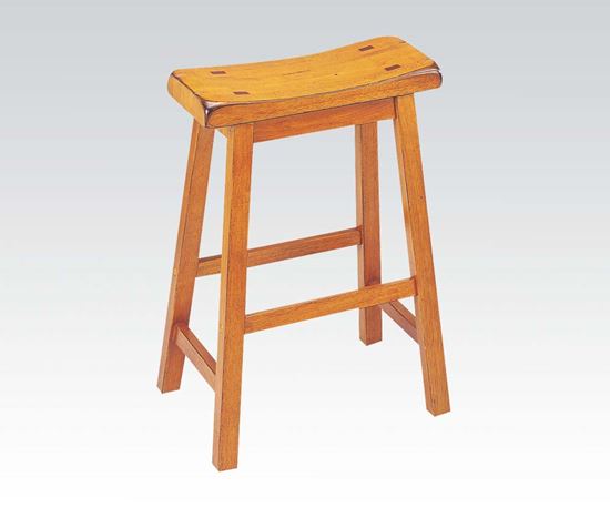 Picture of Contemporary Oak Finish 24" Seat Height Solid Wood Stool  (Set of 2)