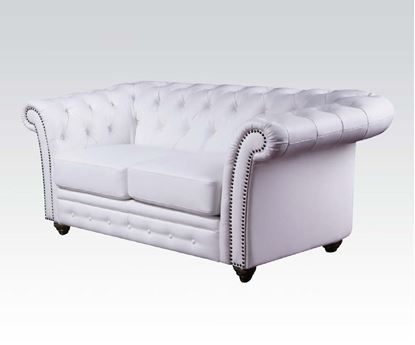 Picture of Contemporary White Bonded Leather Loveseat 
