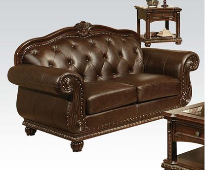 Picture of Anondale Traditional Top Grain Leather Cherry Loveseat