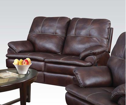 Picture of Zamora Brown Polished Microfiber Motion Loveseat 