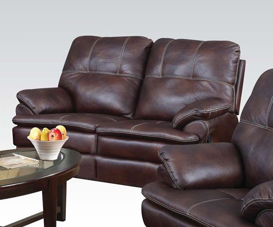 Picture of Zamora Brown Polished Microfiber Motion Loveseat 