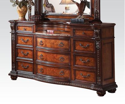 Picture of Nathaneal Traditional Tobacco Marble Top Dresser