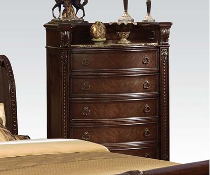 Picture of Anondale Traditional Cherry Finish Wood Chest with Marble Top