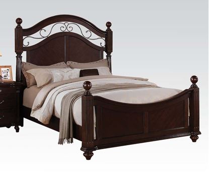 Picture of Cleveland Carving Dark Cherry Finish Queen Bed 