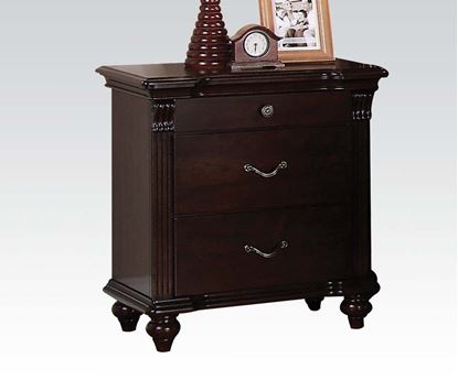 Picture of Cleveland Carving Dark Cherry Finish 3 Drawers Nightstand