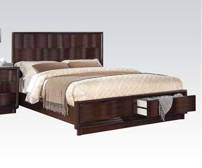 Picture of Travell High Back Walnut Finish Eastern King Storage Bed