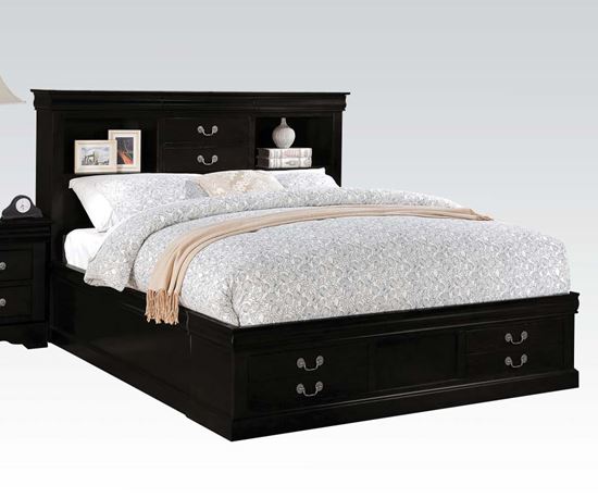 Picture of Modern Black Queen Bed with Storage 