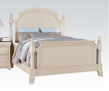 Picture of Modern Ivory Cherry Eastern King Poster Bed 