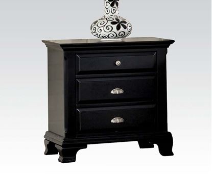 Picture of Canterbury Contemporary Black Wood Nightstand 3 Drawers 