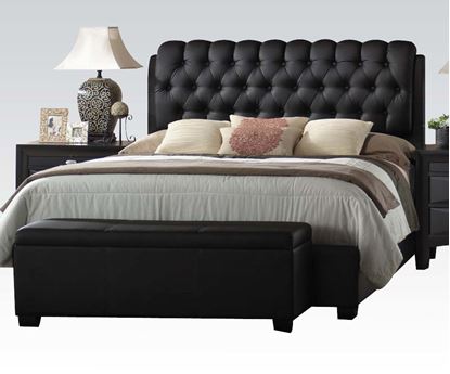 Picture of Ireland Black Finish PU Queen Size Bed 