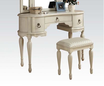 Picture of Trini White Finish Makeup Vanity Set with Bench