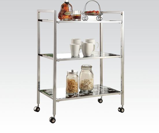 Picture of Modern Chrome Metal 3 Shelf Kitchen Cart