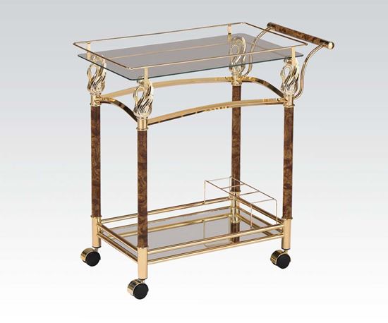 Picture of Modern Golden Plated with Clear Serving Cart 