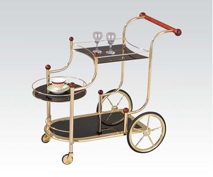 Picture of Mace Golden Plated with Black Tempered Glass Serving Cart