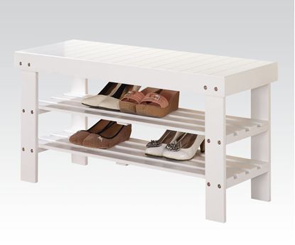 Picture of White Bench With Shoe Rack