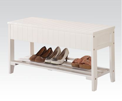Picture of White Storage Bench With Shoe Rack