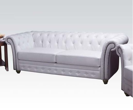 Picture of Contemporary White Bonded Leather Sofa 